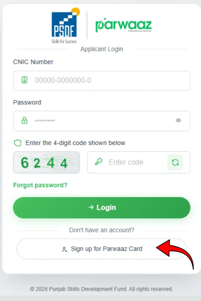 How to Apply Online Via Parwaaz Card Registration Portal